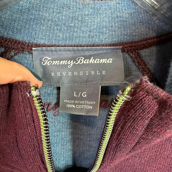 Tommy Bahama Reversible Sweatshirt Mens Sweater 1/4 Zip Long Sleeve Purple Large - Picture 3 of 9